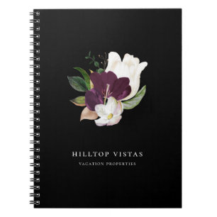 Cuaderno Ramo Floral Moderno de Marfil Púrpura Negro