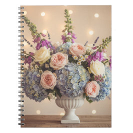 Cuaderno Ramo romántico de hortensias y rosas pastel