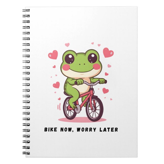 Cuaderno Rana Adorable Montando Bicicleta | Regalo Divertid (Frente)
