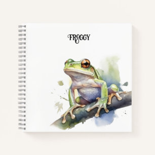 Cuaderno Rana arborícola acuarela linda, personalizada