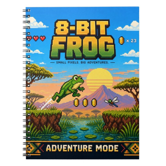 Cuaderno Rana, arte de píxeles retro de 8 bits (Frente)
