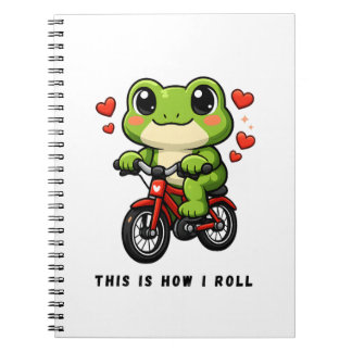 Cuaderno Rana Ciclista Adorable | Arte de Rana Kawaii en Bi