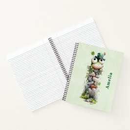 Cuaderno Rana con sombrero verde y trébol adorable