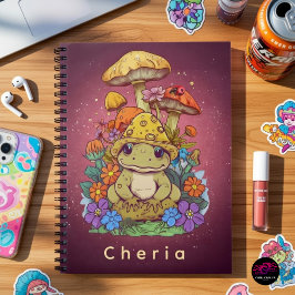 Cuaderno Rana Cottagecore con Flores y Hongos