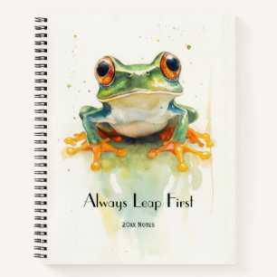 Cuaderno Rana de árbol de acuarela verde suave, personaliza