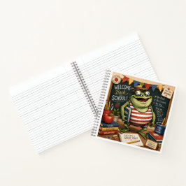 Cuaderno Rana de Regreso a Clases PNG, Decoración de Aula p