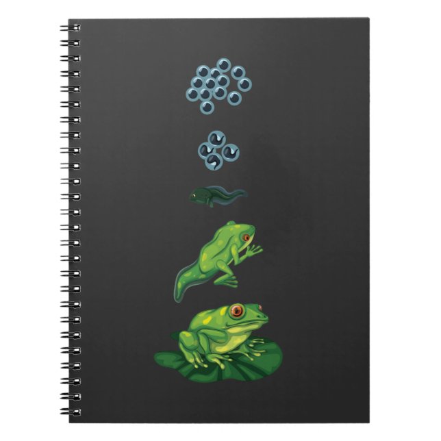 Cuaderno Rana del ciclo de vida Metamorfosis Huevo Tadpole  (Frente)