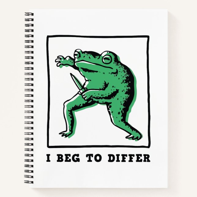 Cuaderno Rana divertida con cuchillo – meme "Discrepo" (Anverso)