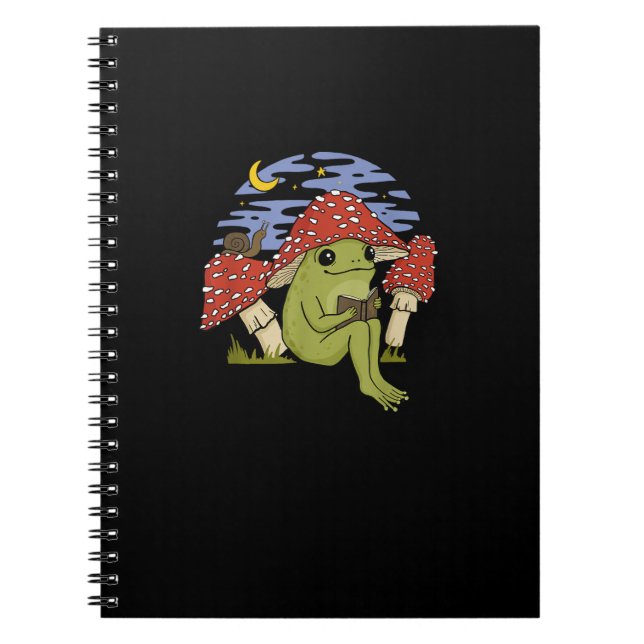 Cuaderno Rana fanática de los libros con sombrero de hongo  (Frente)