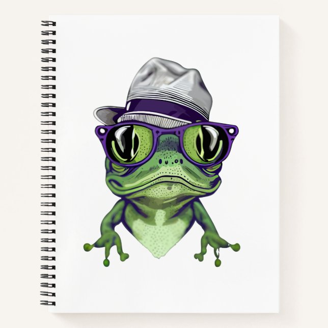 Cuaderno Rana hipster con gafas y vector gorra (Anverso)