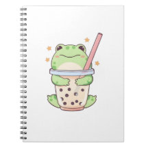 Rana Kawaii Chibi Abrazando Taza de Bubble Tea