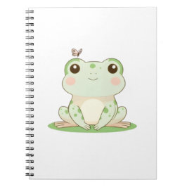 Cuaderno Rana Kawaii con Diseño de Naturaleza Llena de Mari