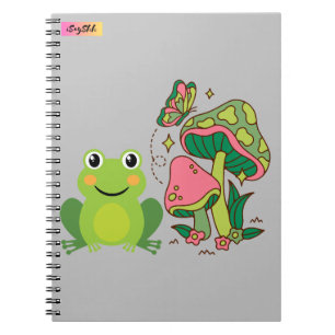 Cuaderno rana linda, setas y mariposa