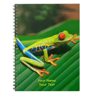 Cuaderno Rana rojo-observada verde tropical modificada para