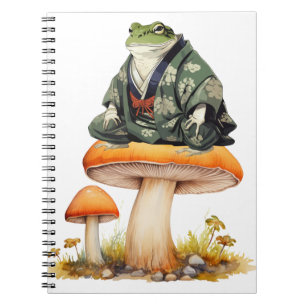 Cuaderno Rana shogun de la era de Edo sentada en hongos