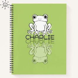 Cuaderno Rana Verde Bonita Reflexión Doodle Nombre Personal