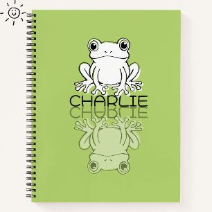 Cuaderno Rana Verde Bonita Reflexión Doodle Nombre Personal