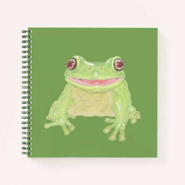 Cuaderno Rana Verde Bonita - transparente.  (Anverso)