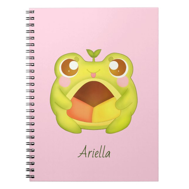 Cuaderno Rana verde dulce que contiene galleta de polvorón  (Frente)