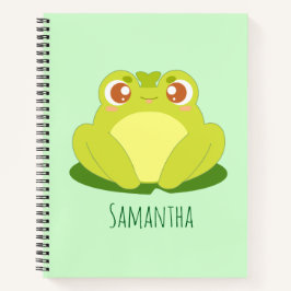 Cuaderno Rana Verde Sentada En Hojas
