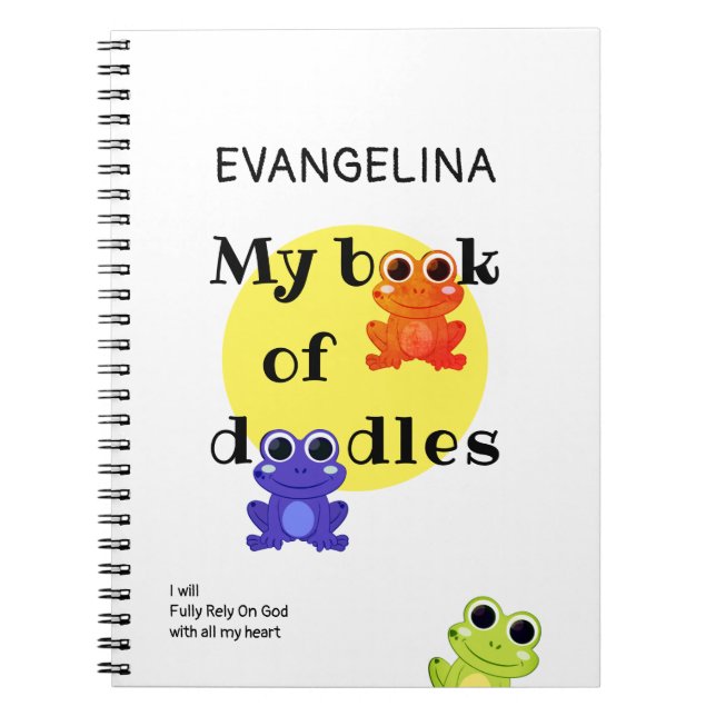 Cuaderno Ranas coloridas Doodles personalizados (Frente)