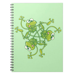 Cuaderno Ranas ondeando y divirtiéndose en un diseño de pat