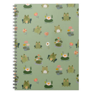 Cuaderno Ranas y hojas de nenúfar en verde claro