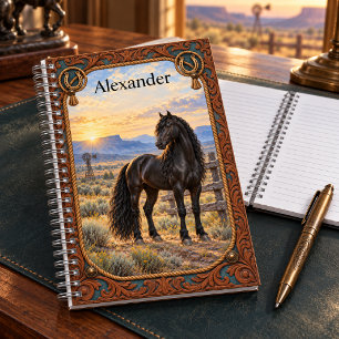 Cuaderno Rancho Occidental Andaluz Negro Personalizado