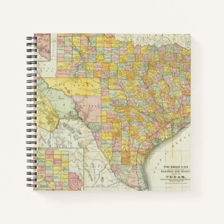 Cuaderno Rand McNally Railroad And County Map Of Texas