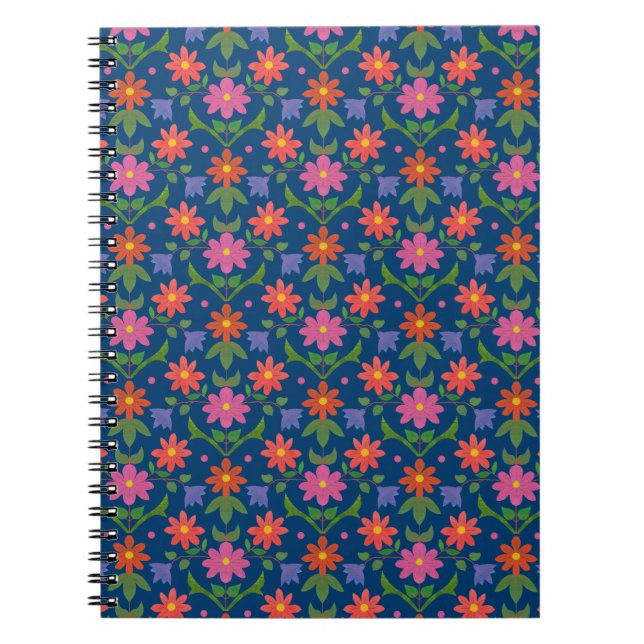 Cuaderno Rangoli Flores: puntos de polka en un bloc de nota (Frente)