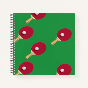 Cuaderno Raqueta de tenis de mesa y bola en verde