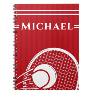 Cuaderno Raqueta de tenis roja intensa y elegante de bolas