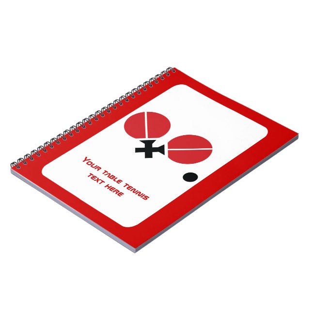 Cuaderno Raquetas de ping pong de ping pong y pelota negra, (Lado Izquierdo)