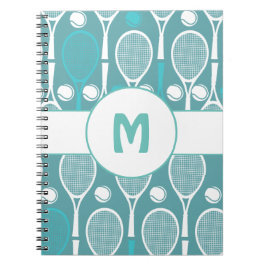 Cuaderno Raquetas de Tenis Bolas Azul y Blanco Nombre del J
