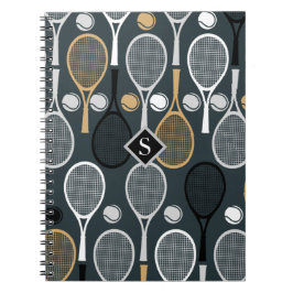 Cuaderno Raquetas de Tenis Personalizadas Monograma Nombre 