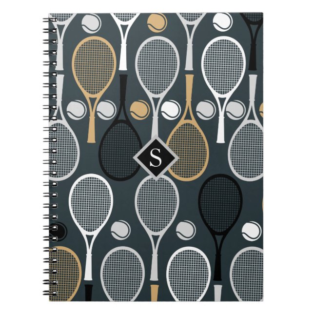 Cuaderno Raquetas de Tenis Personalizadas Monograma Nombre  (Frente)