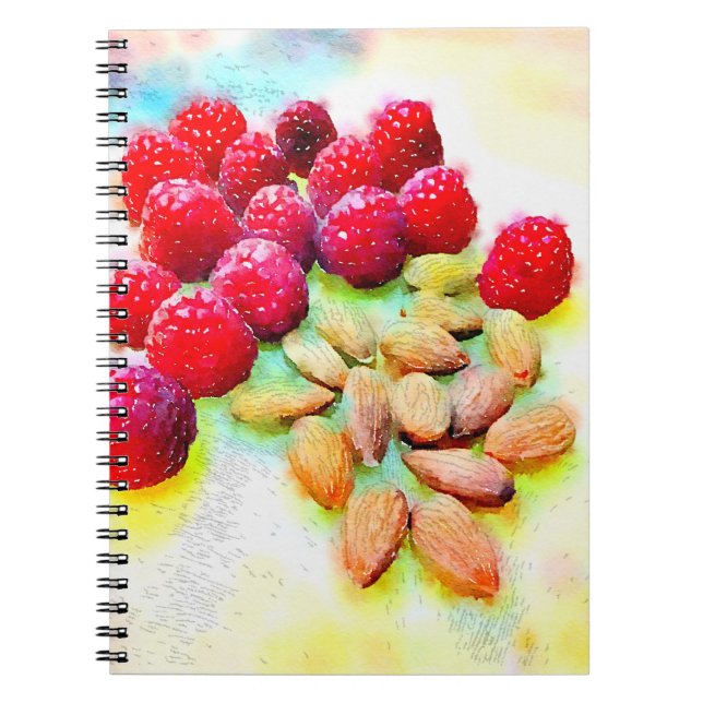 Cuaderno Raspberries Almonds Healthy Snack Watercolor (Frente)