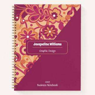 Cuaderno Raspberry Groovy Psychedelic 60s 70s Floral 