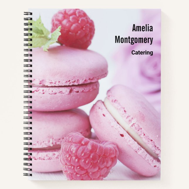 Cuaderno Raspberry rosa Macarons Foto pastelería francesa (Anverso)