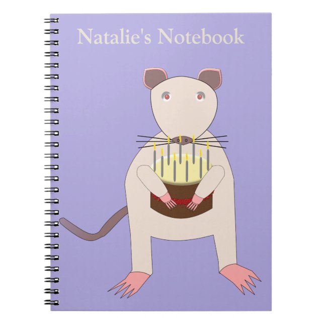 Cuaderno Rata siamesa con Personalizado de pastel de cumple (Frente)