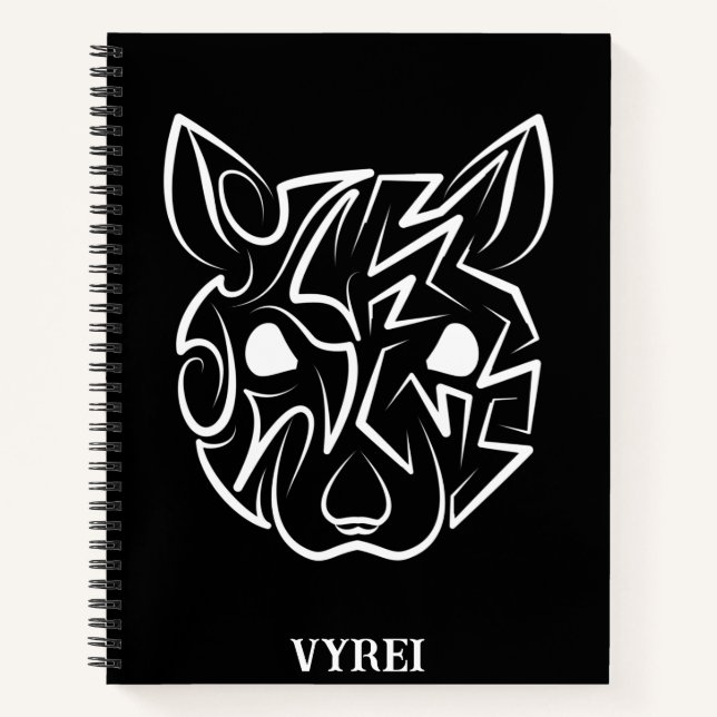 Cuaderno Rata tribal negra y blanca (Anverso)