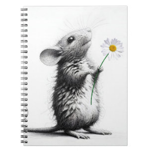 Cuaderno Ratón con margarita blanca
