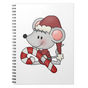 Cuaderno Ratón del navidad con el bastón de caramelo