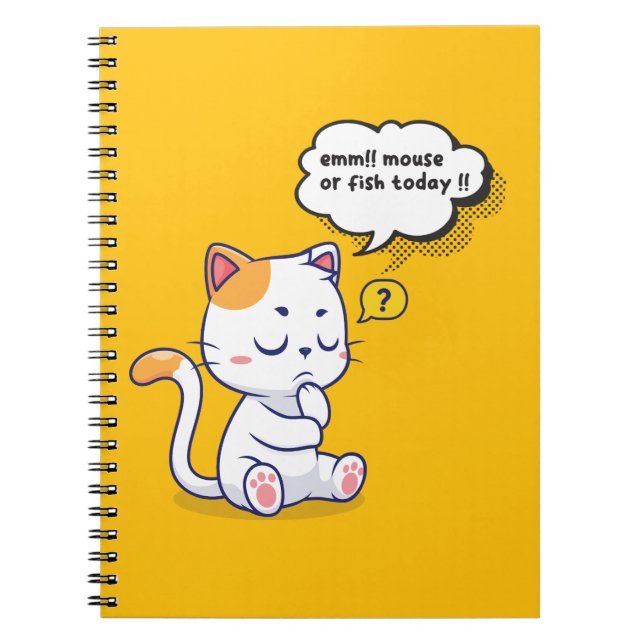 Cuaderno ¿Ratón o pescado? - mascota gracioso - Gato de pen (Frente)