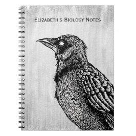 Cuaderno Raven Nombre del dibujo de la tinta negra del horr