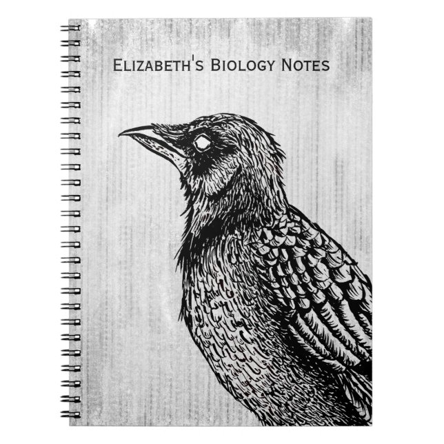 Cuaderno Raven Nombre del dibujo de la tinta negra del horr (Frente)