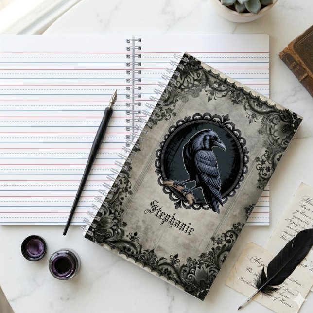 Cuaderno Raven Notebook – Gothic Dark Academia Gift (Gothic raven dark academia notebook)