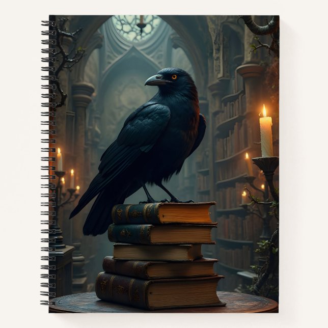Cuaderno Raven Perched on Booiks (Anverso)