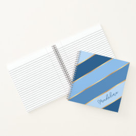 Cuaderno Raya azul oro oscura media clara personalizada