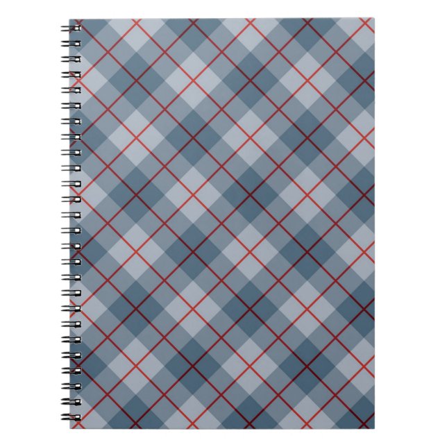 Cuaderno Raya Azul-Roja de la tela escocesa diagonal (Frente)
